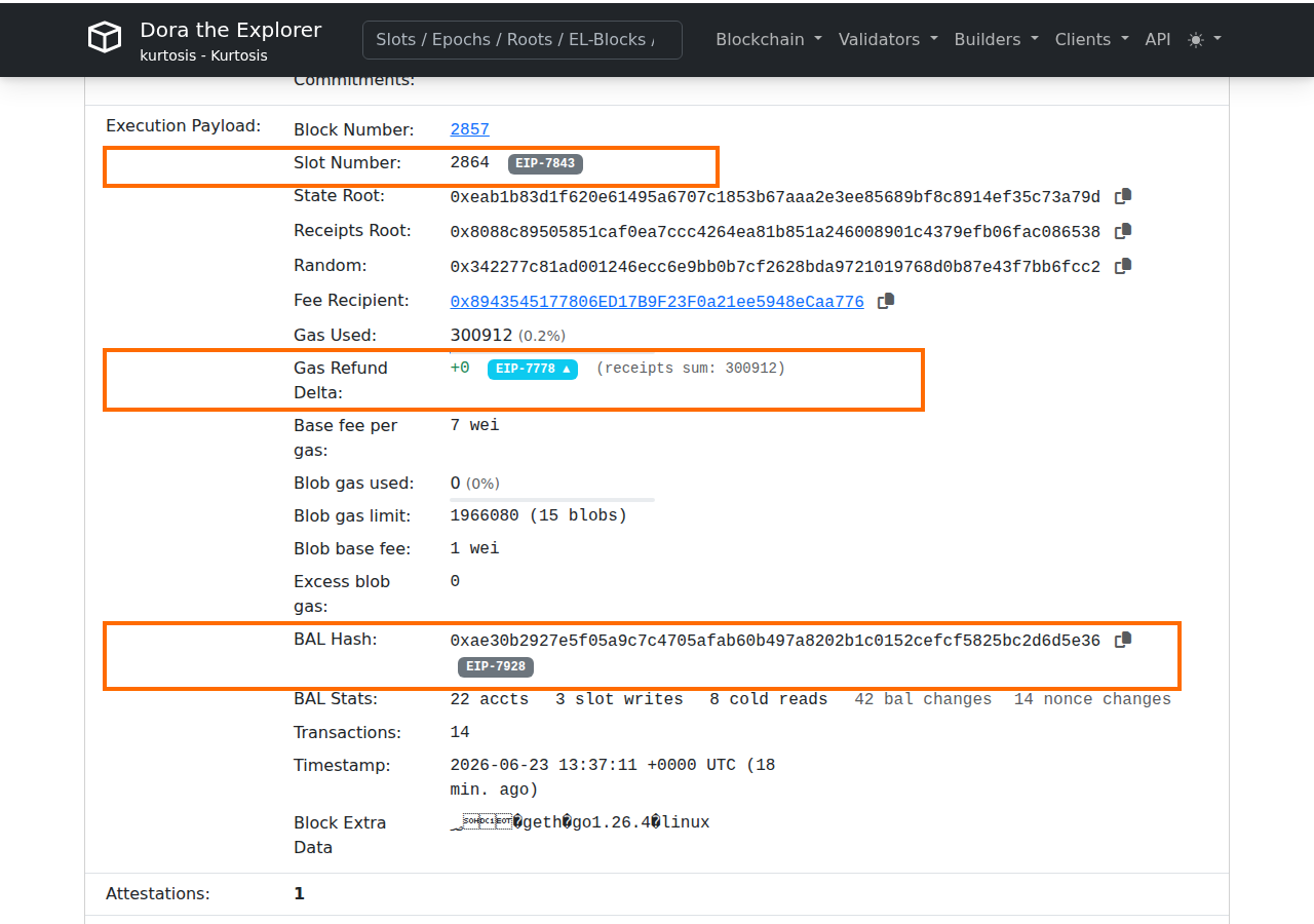 EIP-7843 Slot Number, EIP-7778 Gas Refund Delta, EIP-7928 BAL Hash